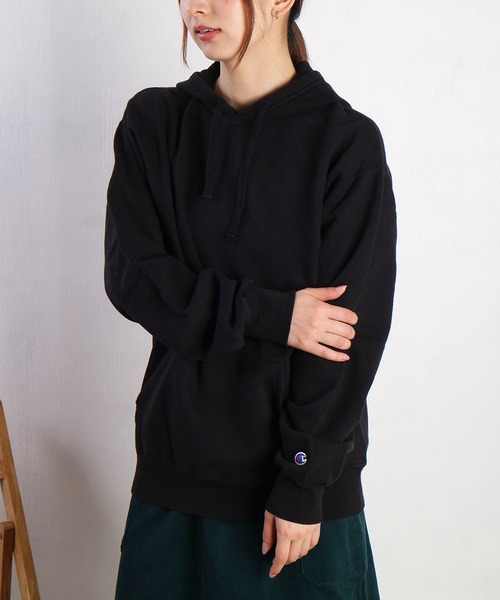Champion（チャンピオン）の「Champion ガーメントダイ 長袖 裏毛プルパーカー スウェット 無地（パーカー・メンズ・ブラック/ネイビー/ブルー系その他/グリーン/グレー・M/XL/L/S/XXL）」の13枚目の写真