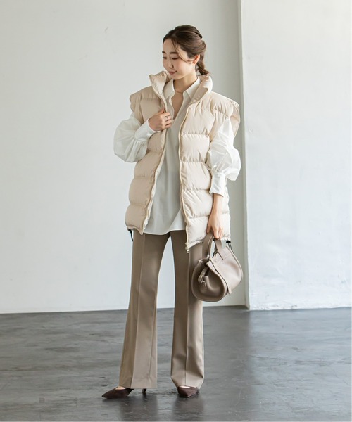 PROVOKE (プロヴォーク)の「【PROVOKE】 big shoulder dawn vest◆(ダウンジャケット/コート・レディース・アイボリー/ブラック・フリー)」の8枚目の写真