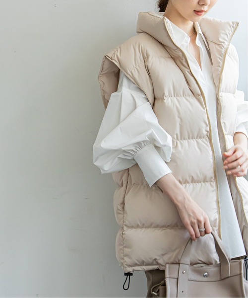 PROVOKE (プロヴォーク)の「【PROVOKE】 big shoulder dawn vest◆(ダウンジャケット/コート・レディース・アイボリー/ブラック・フリー)」の9枚目の写真
