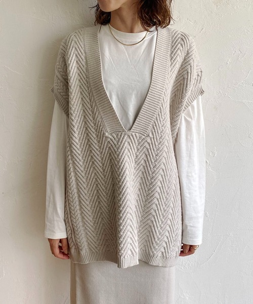 CAPRICIEUX LE'MAGE（カプリシューレマージュ）の「〈セットアイテム〉3SETベストニットアップ（ワンピース・レディース・アイボリー/ブラック/キャメル/グレイッシュベージュ・FREE）」の12枚目の写真