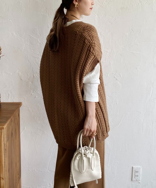 CAPRICIEUX LE'MAGE（カプリシューレマージュ）の「〈セットアイテム〉3SETベストニットアップ（ワンピース・レディース・アイボリー/ブラック/キャメル/グレイッシュベージュ・FREE）」の15枚目の写真