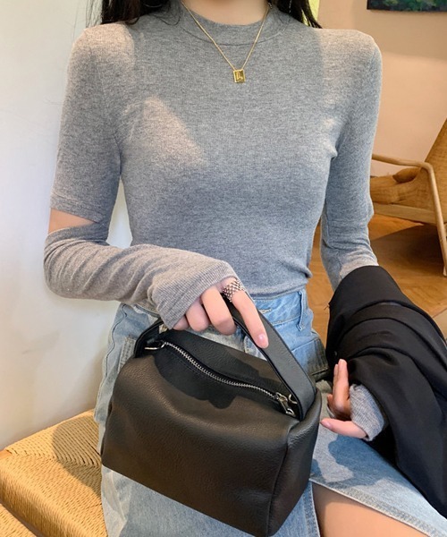 Chaco closet（チャコ クローゼット）の「2WAYフェイクレザーミニスクエアーボストンバック（ボストンバッグ・レディース・ホワイト/ブラック/オレンジ・FREE）」の9枚目の写真