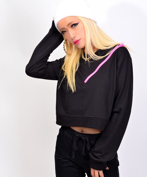 babyShoop(ベイビーシュープ)の「ZIPデザイン長袖TOPS(スウェット・レディース・ライトピンク/ライトグリーン/ホワイト・FREE)」の10枚目の写真