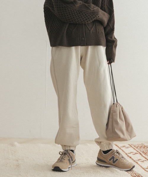 FORK&SPOON（フォークアンドスプーン）の「FORK&SPOON　裏起毛スウェットパンツ（スウェットパンツ・レディース・アイボリー/ブラウン系その他・ONE）」の5枚目の写真