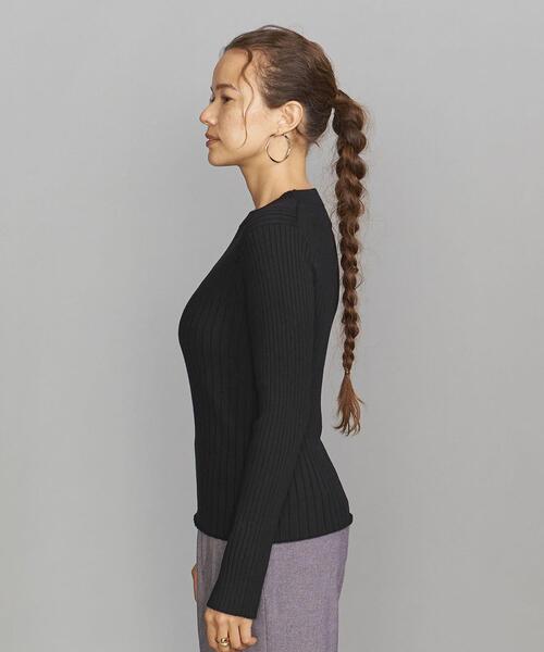 BEAUTY&YOUTH UNITED ARROWS(ビューティーアンドユースユナイテッドアローズ)の「BY リブボトルネック ニットプルオーバー(ニット/セーター・レディース・ブラック/オフホワイト/ライム・FREE)」の6枚目の写真