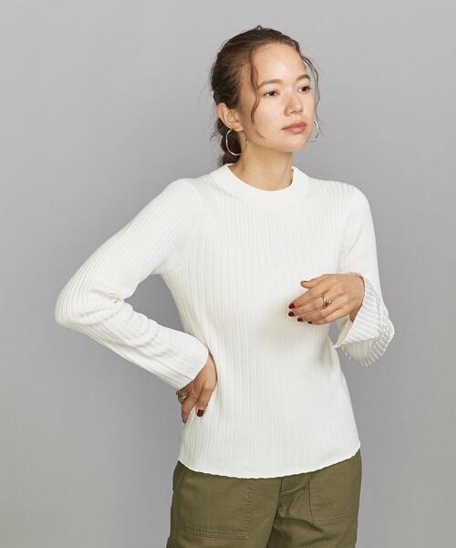 BEAUTY&YOUTH UNITED ARROWS(ビューティーアンドユースユナイテッドアローズ)の「BY リブボトルネック ニットプルオーバー(ニット/セーター・レディース・ブラック/オフホワイト/ライム・FREE)」の4枚目の写真