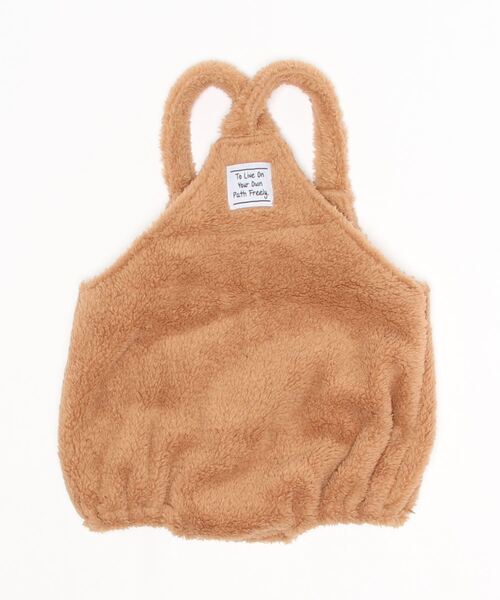 b・ROOM（ビールーム）の「【もこもこ】ボアショートオール（サロペット/オーバーオール・キッズ・アイボリー/ベージュ/ダークブラウン・70cm/80ｃｍ）」の4枚目の写真