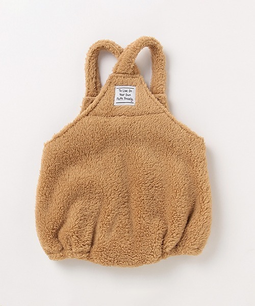 b・ROOM（ビールーム）の「【もこもこ】ボアショートオール（サロペット/オーバーオール・キッズ・アイボリー/ベージュ/ダークブラウン・70cm/80ｃｍ）」の6枚目の写真