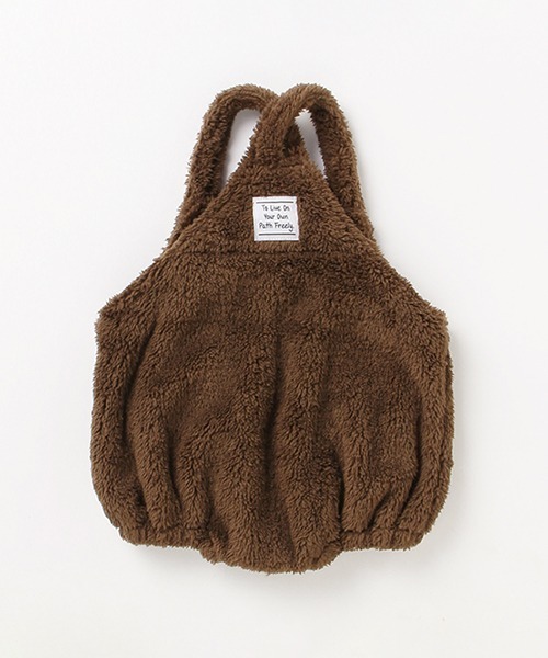 b・ROOM（ビールーム）の「【もこもこ】ボアショートオール（サロペット/オーバーオール・キッズ・アイボリー/ベージュ/ダークブラウン・70cm/80ｃｍ）」の7枚目の写真