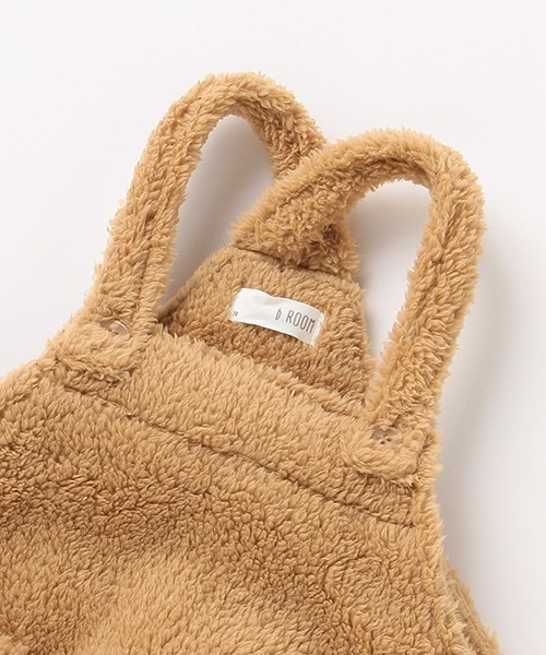 b・ROOM（ビールーム）の「【もこもこ】ボアショートオール（サロペット/オーバーオール・キッズ・アイボリー/ベージュ/ダークブラウン・70cm/80ｃｍ）」の8枚目の写真