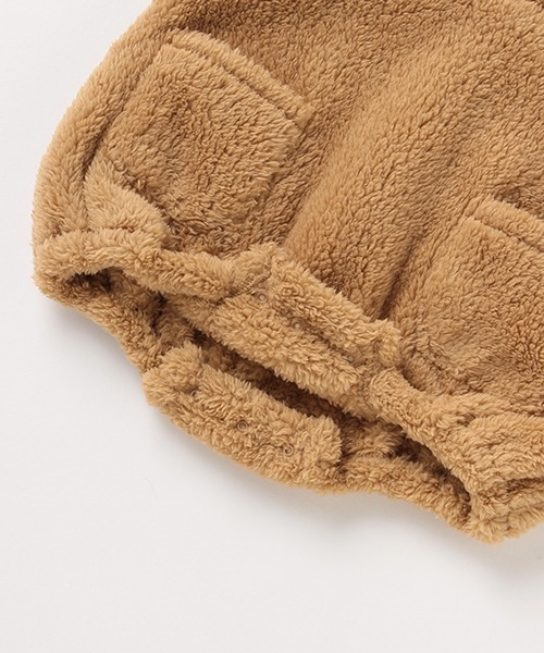 b・ROOM（ビールーム）の「【もこもこ】ボアショートオール（サロペット/オーバーオール・キッズ・アイボリー/ベージュ/ダークブラウン・70cm/80ｃｍ）」の11枚目の写真