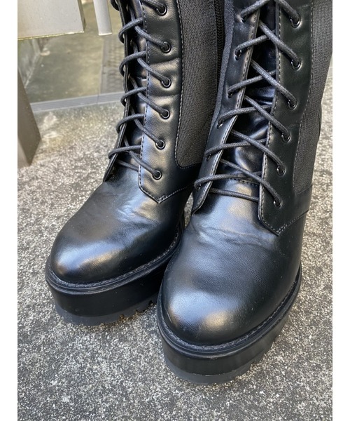 EGOIST（エゴイスト）の「サイドニットレースUPブーツ（ブーツ）」 - WEAR