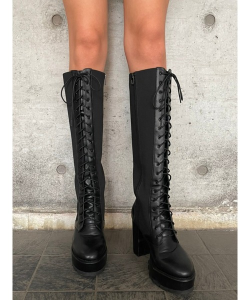 EGOIST（エゴイスト）の「サイドニットレースUPブーツ（ブーツ）」 - WEAR