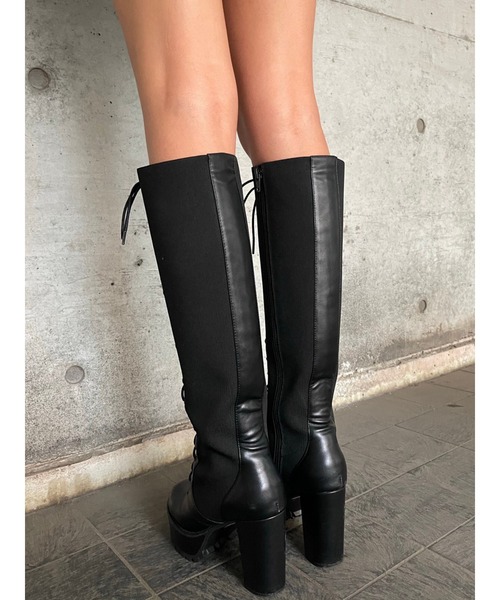 EGOIST（エゴイスト）の「サイドニットレースUPブーツ（ブーツ）」 - WEAR