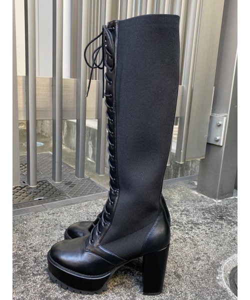 EGOIST（エゴイスト）の「サイドニットレースUPブーツ（ブーツ）」 - WEAR