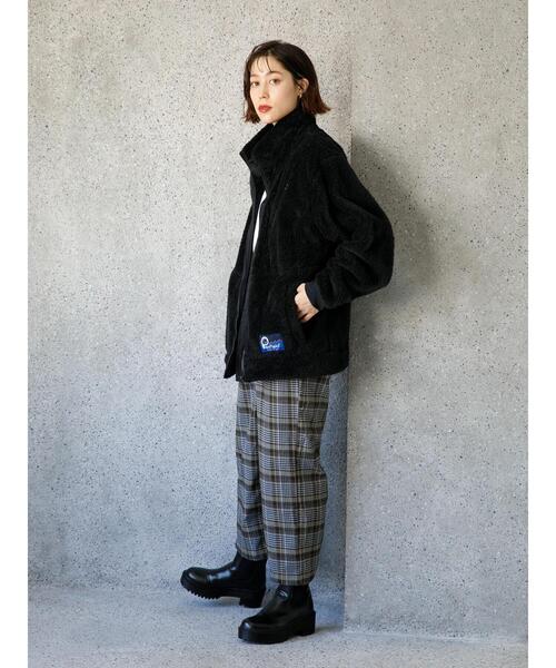 koe(コエ)の「TR先染めチェック両面起毛ストレートパンツ*(スラックス・レディース・グレー/ベージュ・FREE)」の9枚目の写真