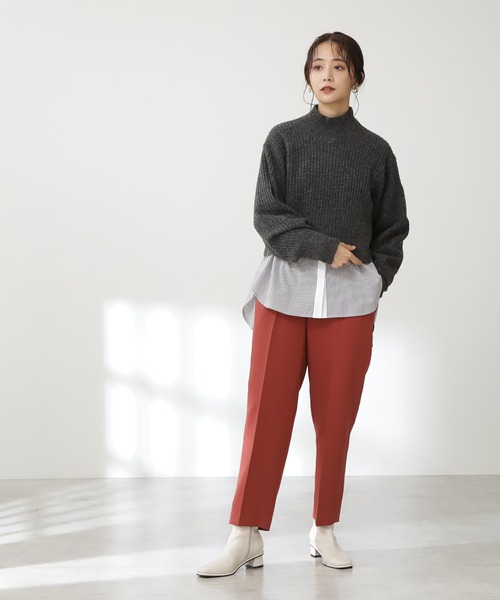 N.（N. Natural Beauty Basic）（エヌエヌナチュラルビューティーベーシック）の「◆モヘア混アゼフォルムショートニット（ニット/セーター・レディース・チャコールグレー/ベージュ/ライトピンク・MEDIUM）」の7枚目の写真