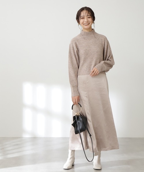 N.（N. Natural Beauty Basic）（エヌエヌナチュラルビューティーベーシック）の「◆モヘア混アゼフォルムショートニット（ニット/セーター・レディース・チャコールグレー/ベージュ/ライトピンク・MEDIUM）」の13枚目の写真