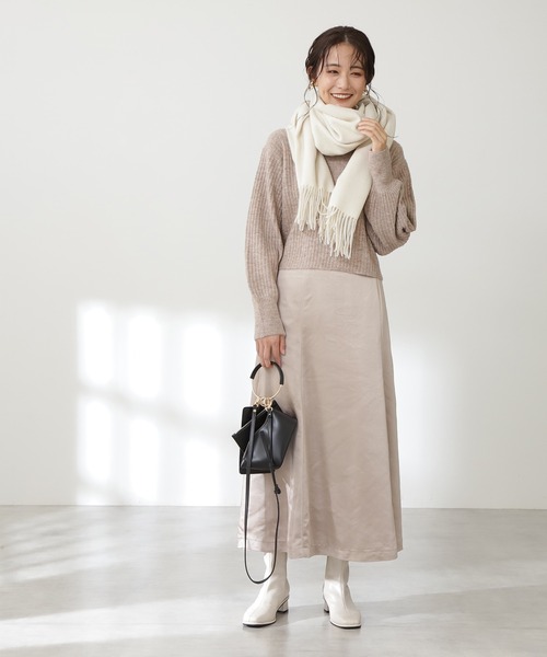 N.（N. Natural Beauty Basic）（エヌエヌナチュラルビューティーベーシック）の「◆モヘア混アゼフォルムショートニット（ニット/セーター・レディース・チャコールグレー/ベージュ/ライトピンク・MEDIUM）」の10枚目の写真