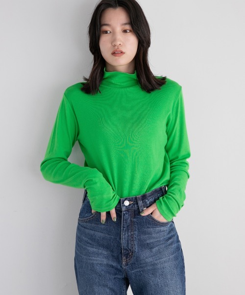 LOWRYS FARM(ローリーズファーム)の「ウォームカラータートル 229392(Tシャツ/カットソー・レディース・ホワイト/ブラック/ブラウン/グリーン/オレンジ/ピンク/ライトグリーン・FREE)」の5枚目の写真