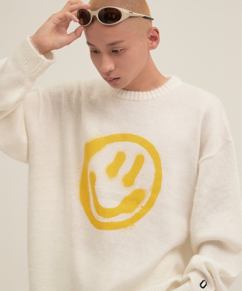 ISTKUNST(イストクンスト)の「【ISTKUNST】SMILEY KNIT / イストクンスト スマイリー クルーネック ニット(ニット/セーター・メンズ・ブラック/クリーム・MEDIUM/LARGE/SMALL)」の14枚目の写真