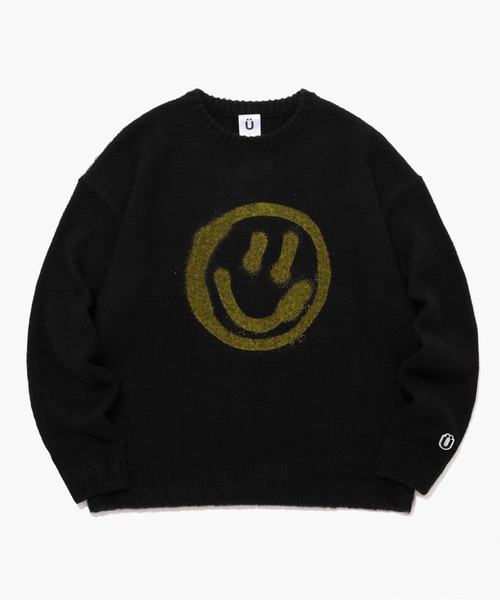 ISTKUNST(イストクンスト)の「【ISTKUNST】SMILEY KNIT / イストクンスト スマイリー クルーネック ニット(ニット/セーター・メンズ・ブラック/クリーム・MEDIUM/LARGE/SMALL)」の8枚目の写真