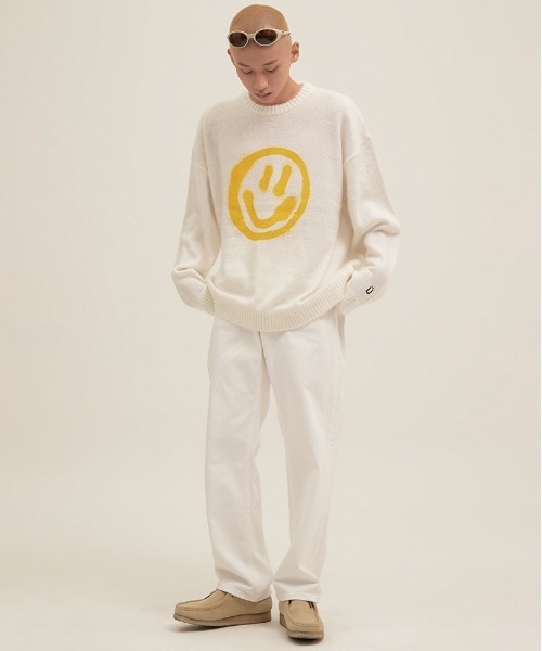 ISTKUNST(イストクンスト)の「【ISTKUNST】SMILEY KNIT / イストクンスト スマイリー クルーネック ニット(ニット/セーター・メンズ・ブラック/クリーム・MEDIUM/LARGE/SMALL)」の15枚目の写真
