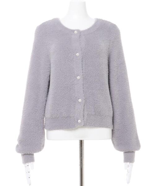 Allamanda(アラマンダ)の「パールボタンフェザーヤーン/カーディガン(カーディガン/ボレロ・レディース・パープル/アイボリー/ブルーグレー/グレー系その他・M)」の6枚目の写真