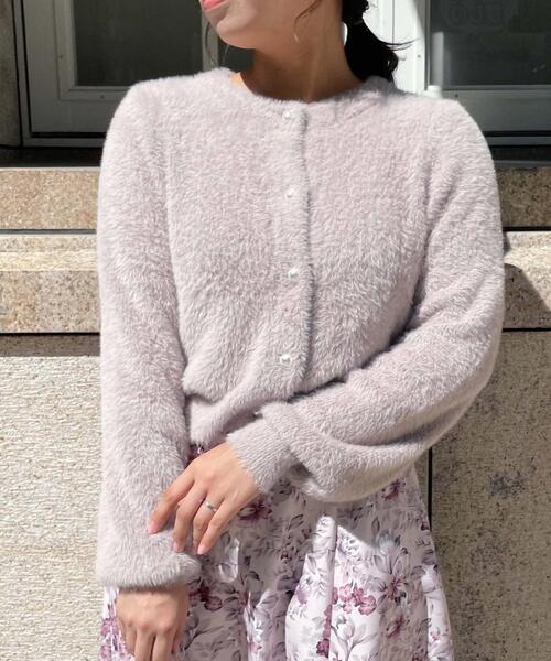 Allamanda(アラマンダ)の「パールボタンフェザーヤーン/カーディガン(カーディガン/ボレロ・レディース・パープル/アイボリー/ブルーグレー/グレー系その他・M)」の12枚目の写真