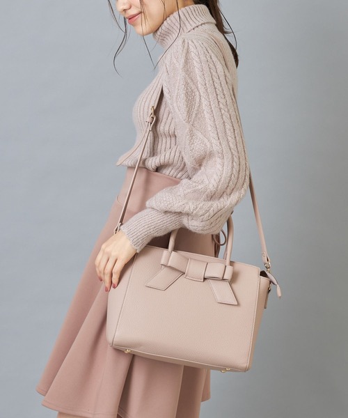 tocco closet(トッコ クローゼット)の「ショルダー付きフロントリボン2WAYハンドバッグ(ハンドバッグ・レディース・モカ/ピンク系その他/グレイッシュベージュ・FREE)」の8枚目の写真