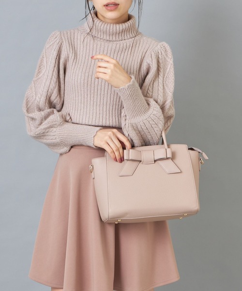 tocco closet(トッコ クローゼット)の「ショルダー付きフロントリボン2WAYハンドバッグ(ハンドバッグ・レディース・モカ/ピンク系その他/グレイッシュベージュ・FREE)」の9枚目の写真