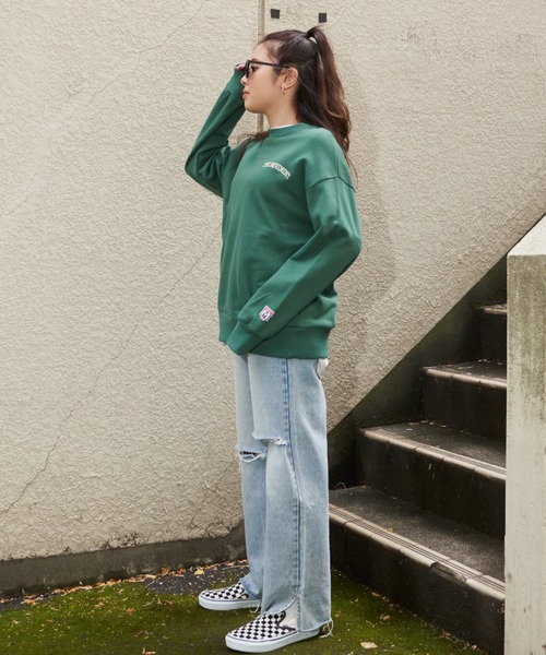 SHAGGIE（シャギー）の「膝カットストレートワイドデニムパンツ（デニムパンツ・レディース・ブラック/ブルー・SMALL/MEDIUM/LARGE）」の12枚目の写真