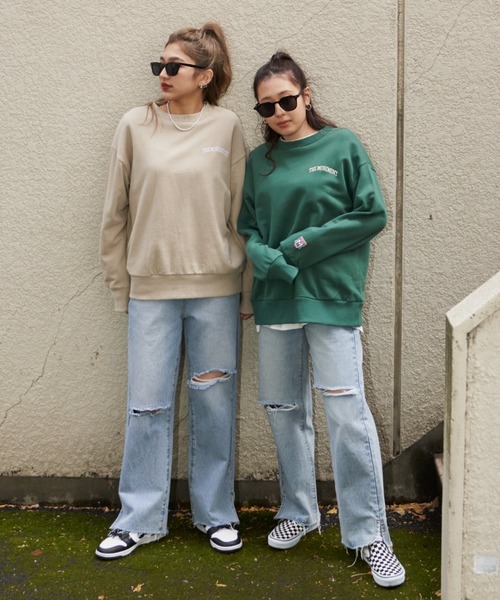 SHAGGIE（シャギー）の「膝カットストレートワイドデニムパンツ（デニムパンツ・レディース・ブラック/ブルー・SMALL/MEDIUM/LARGE）」の14枚目の写真