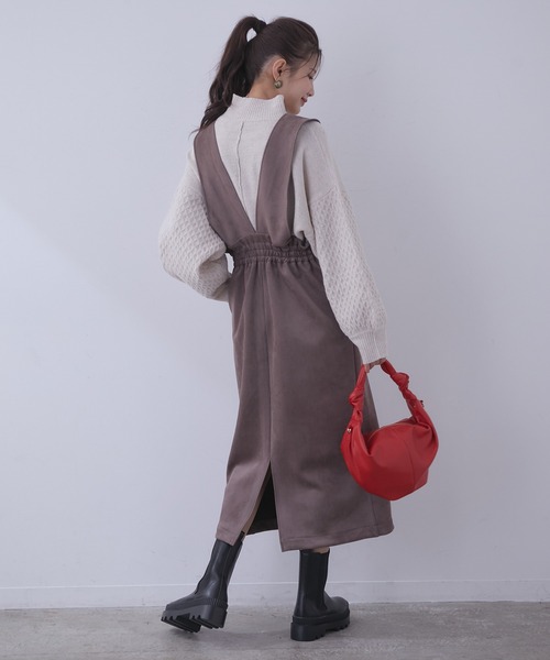 vis-`a-vis（ビサビ）の「【WEB限定】エコスエードジャンパースカート（ジャンパースカート・レディース・ダークブラウン/ベージュ/グリーン・M/S）」の7枚目の写真