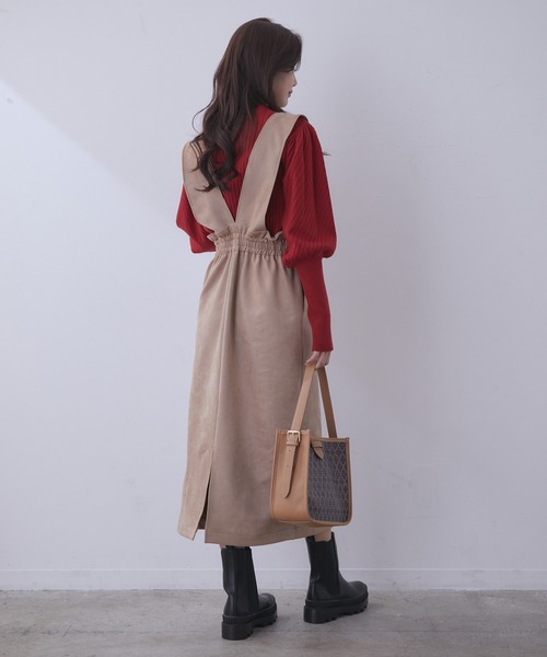 vis-`a-vis（ビサビ）の「【WEB限定】エコスエードジャンパースカート（ジャンパースカート・レディース・ダークブラウン/ベージュ/グリーン・M/S）」の9枚目の写真