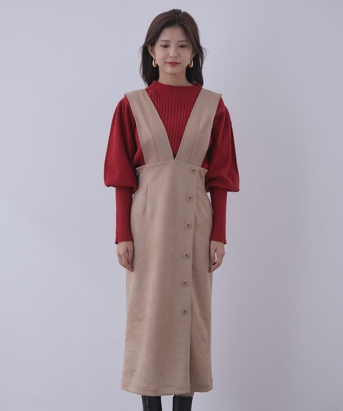 vis-`a-vis（ビサビ）の「【WEB限定】エコスエードジャンパースカート（ジャンパースカート・レディース・ダークブラウン/ベージュ/グリーン・M/S）」の10枚目の写真