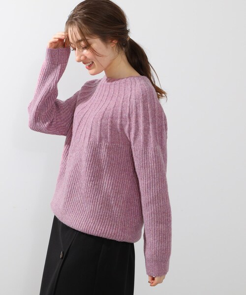 DRESKIP（ドレスキップ）の「◆ウール混求心編みニット（ニット/セーター・レディース・ダークブラウン/ライトベージュ/グリーン/グレー/ピンク系/ブラック・03/02/04）」の6枚目の写真