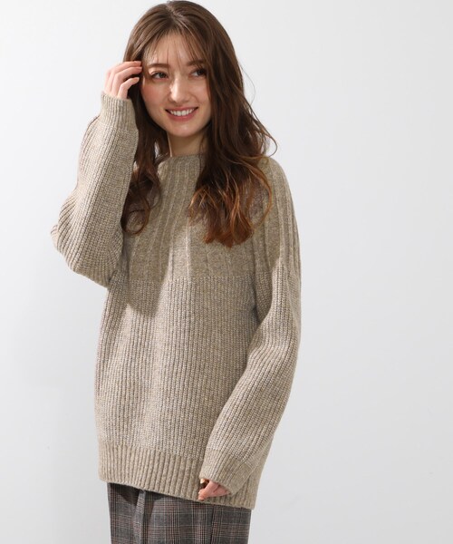 DRESKIP（ドレスキップ）の「◆ウール混求心編みニット（ニット/セーター・レディース・ダークブラウン/ライトベージュ/グリーン/グレー/ピンク系/ブラック・03/02/04）」の4枚目の写真