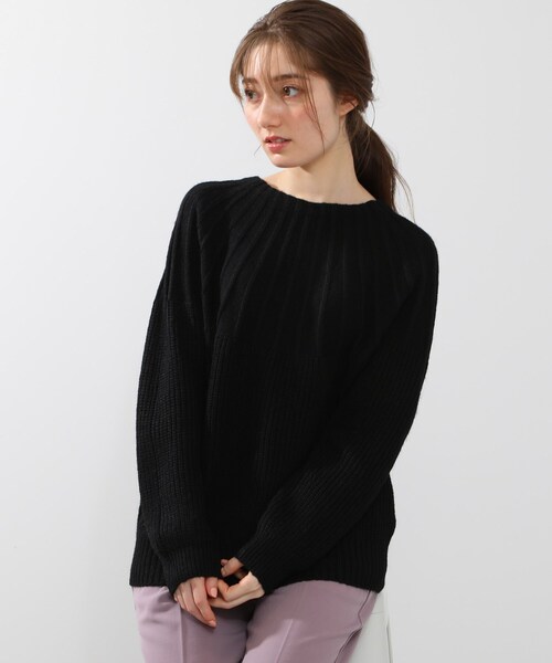 DRESKIP（ドレスキップ）の「◆ウール混求心編みニット（ニット/セーター・レディース・ダークブラウン/ライトベージュ/グリーン/グレー/ピンク系/ブラック・03/02/04）」の2枚目の写真