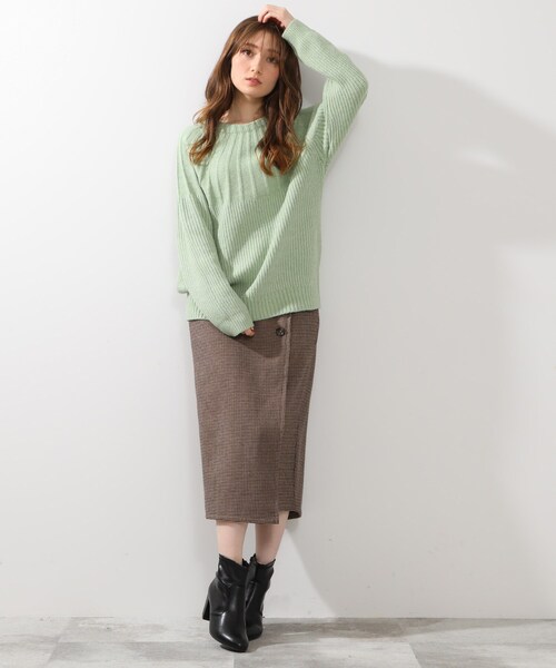 DRESKIP（ドレスキップ）の「◆ウール混求心編みニット（ニット/セーター・レディース・ダークブラウン/ライトベージュ/グリーン/グレー/ピンク系/ブラック・03/02/04）」の21枚目の写真