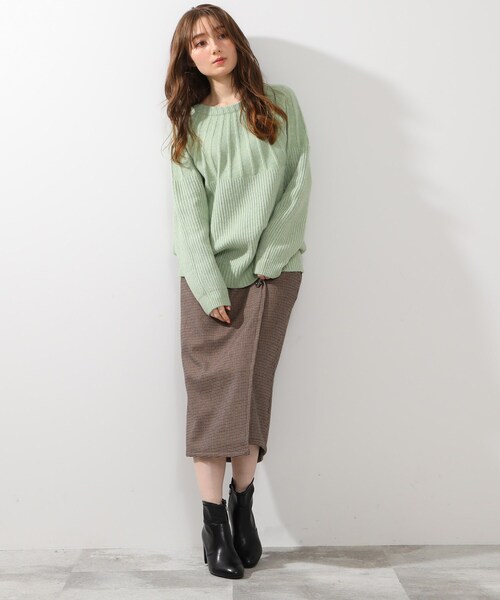 DRESKIP（ドレスキップ）の「◆ウール混求心編みニット（ニット/セーター・レディース・ダークブラウン/ライトベージュ/グリーン/グレー/ピンク系/ブラック・03/02/04）」の22枚目の写真