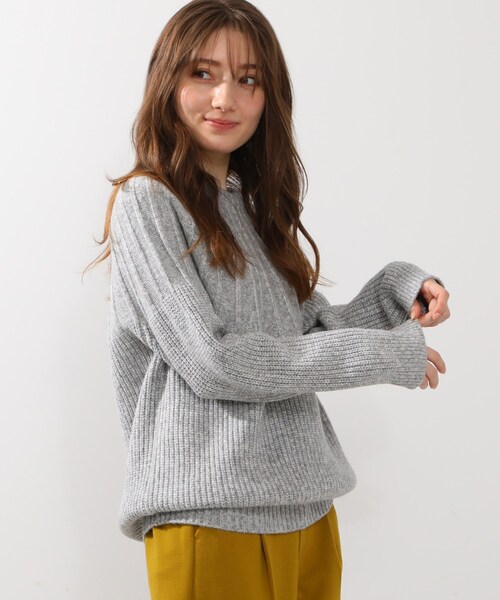 DRESKIP（ドレスキップ）の「◆ウール混求心編みニット（ニット/セーター・レディース・ダークブラウン/ライトベージュ/グリーン/グレー/ピンク系/ブラック・03/02/04）」の12枚目の写真