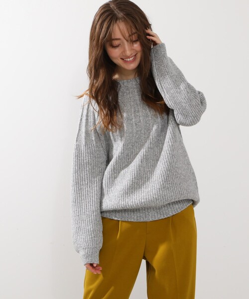 DRESKIP（ドレスキップ）の「◆ウール混求心編みニット（ニット/セーター・レディース・ダークブラウン/ライトベージュ/グリーン/グレー/ピンク系/ブラック・03/02/04）」の14枚目の写真