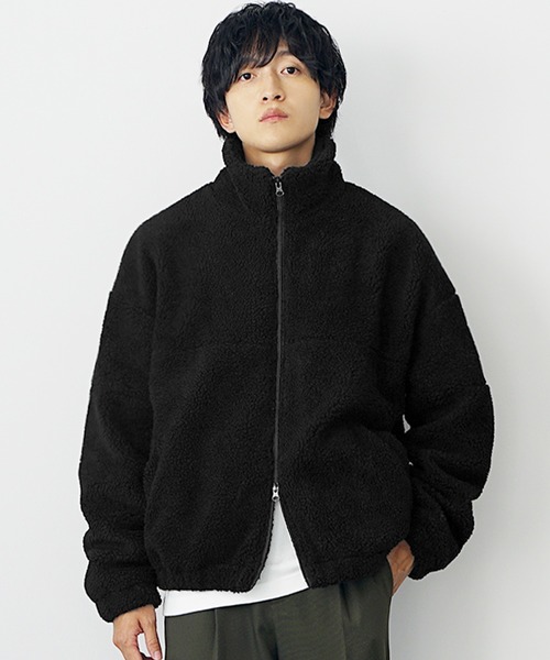 MinoriTY（マイノリティ）の「【MinoriTY】もこもこオーバーサイズボアブルゾン ボアジャケット オーバーサイズ スタンドカラー/パーカー ルーズフィット ボアフリースブルゾン  冬服 メンズ ビッグシルエット ヘビーアウター ダブルジップ（ブルゾン・メンズ・モカ/ホワイト/ブラック/ホワイト系その他2/ブラック系その他2/ブラック系その他/ブラウン/ホワイト系その他/ホワイト×ブラウン/ホワイト系その他3/ブルー系1/ブラック系1/ベージュ系2/ホワイト系1/ホワイト系2/ベージュ系1/ブラック系2/ブルー系2・M/S/L）」の12枚目の写真