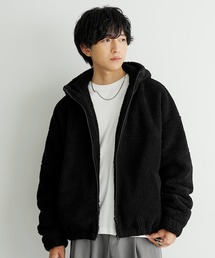 【MinoriTY】もこもこオーバーサイズボアブルゾン ボアジャケット オーバーサイズ スタンドカラー/パーカー ルーズフィット ボアフリースブルゾン 冬服 メンズ ビッグシルエット ヘビーアウター ダブルジップ