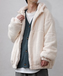 【MinoriTY】もこもこオーバーサイズボアブルゾン ボアジャケット オーバーサイズ スタンドカラー/パーカー ルーズフィット ボアフリースブルゾン 冬服 メンズ ビッグシルエット ヘビーアウター ダブルジップ