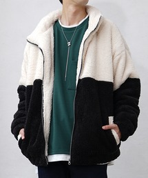 【MinoriTY】もこもこオーバーサイズボアブルゾン ボアジャケット オーバーサイズ スタンドカラー/パーカー ルーズフィット ボアフリースブルゾン  冬服 メンズ ビッグシルエット ヘビーアウター ダブルジップ
