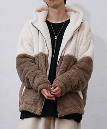 MinoriTY | ボアジャケット オーバーサイズ スタンド/パーカー ボアフリースブルゾン 秋冬服(ブルゾン)