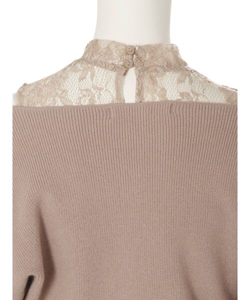 MERCURYDUO（マーキュリーデュオ）の「レースドッキングカシュクールコンパクトニット（ニット/セーター・レディース・ダークブラウン/オフホワイト/ピンク/ブルー/チャコールグレー・FREE）」の12枚目の写真