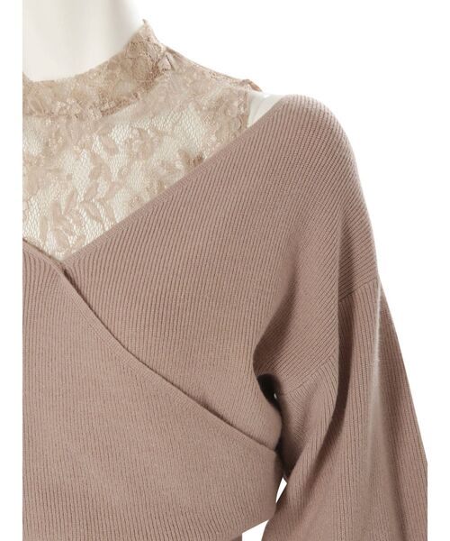 MERCURYDUO（マーキュリーデュオ）の「レースドッキングカシュクールコンパクトニット（ニット/セーター・レディース・ダークブラウン/オフホワイト/ピンク/ブルー/チャコールグレー・FREE）」の20枚目の写真